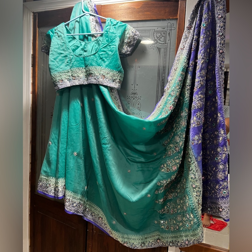 Silk Designer Saree with Heavy embroidery with beads, jewels + thread W BLOUSE